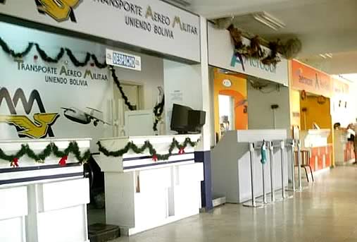 El Trompillo Airport counters in Santa Cruz, Bolivia